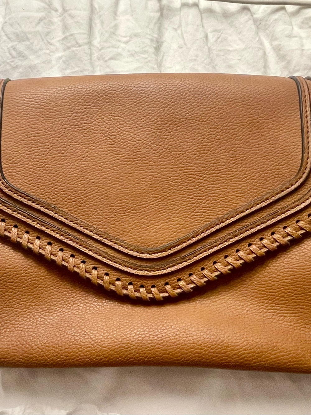 Jen & Co. Sloane Envelope Clutch Bag - Cognac Brown ~ Vegan Leather Purse